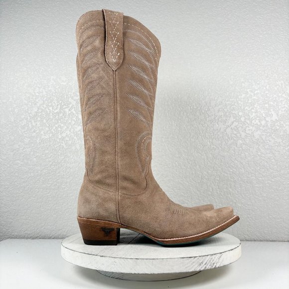 Lane SQUASH BLOSSUM Brown Cowgirl Boots 7.5 Suede Cowboy Snip Toe Western Wear - Picture 2 of 10